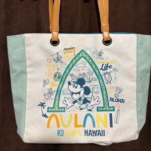 Disney Canvas Tote Bag with Blue and Tan Accents